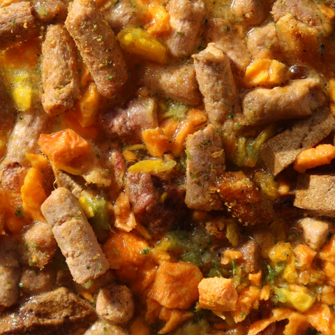 Lamb and peaches